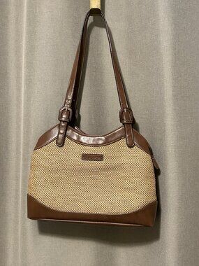 KGB Company Faux Leather / Rattan / Raffia Weave Handbag Shoulder Bag